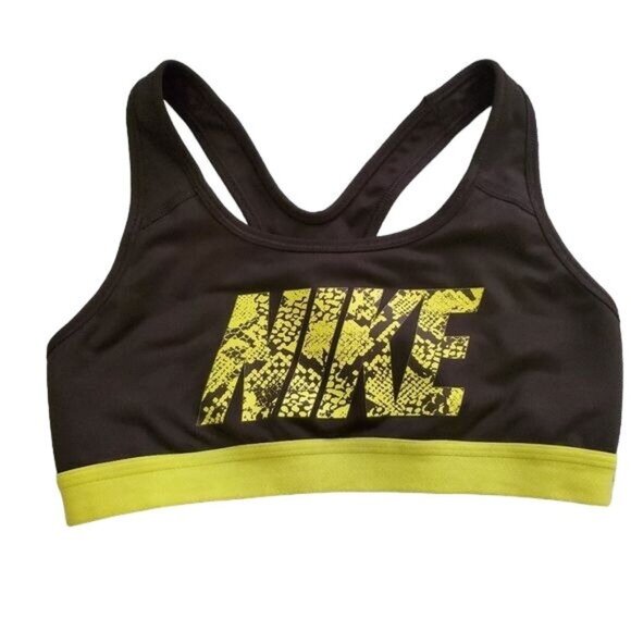 Nike Dri-Fit sport bra womens athletic black/Neon Color Size Small activewear - Picture 2 of 7